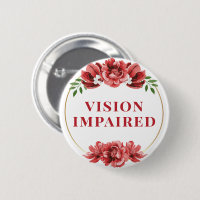 Feminine Red Wild Rose Floral Vision Impaired
