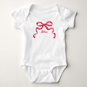 Feminine ribbon bow custom design baby bodysuit