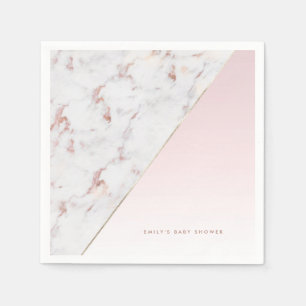 Feminine Rose Gold Marble and Pink Colour Block Napkin