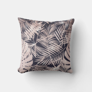 Feminine Rose Gold Tropical Greneery Pattern Cushion