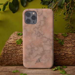 Feminine Rose Marble and Metallic with Monogram iPhone 13 Pro Max Case