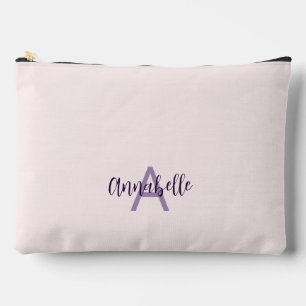 Feminine Script Type Initials & Name Blush Violet Accessory Pouch