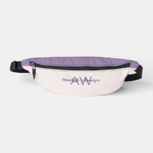 Feminine Script Type Initials & Name Blush Violet Bum Bags