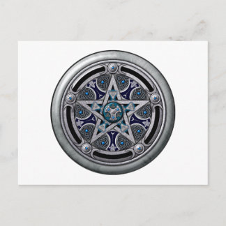 Feminine Silver Pagan Pentacle Postcard