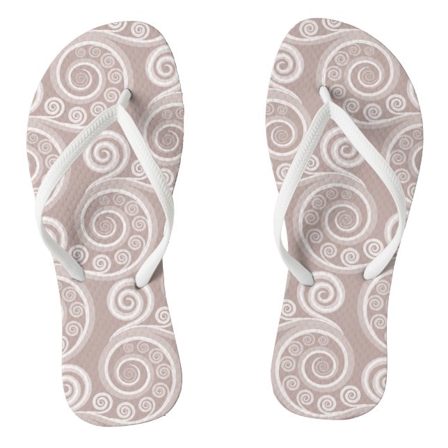 Feminine Silver-Pink Fern Leaves Flip Flops (Footbed)