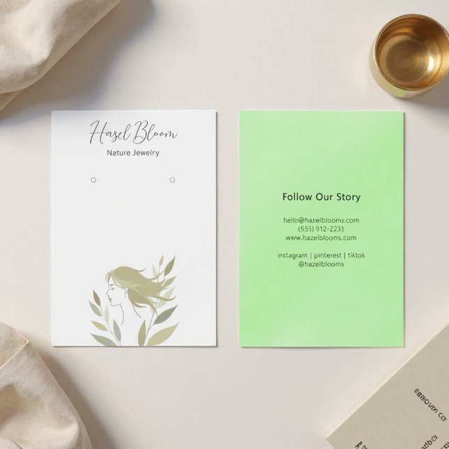 Feminine Soft Foliage Hair Silhouette Card (Hair Foliage Art)