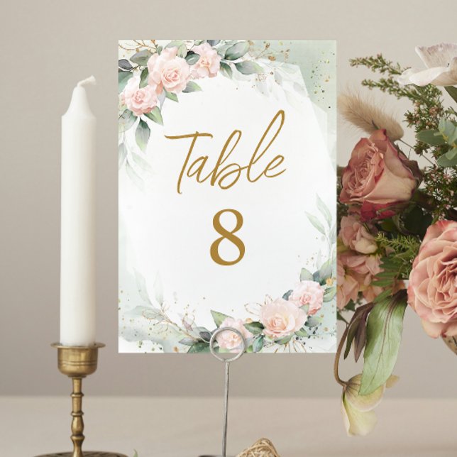 Feminine Soft Pink Flowers Communion Table Numbers (Creator Uploaded)