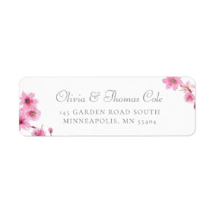 Feminine Spring Cherry Blossom Pink Return Address Label