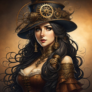 Feminine steampunk woman v10 tissue paper Decoupag