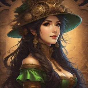 Feminine steampunk woman v8 tissue paper Decoupage