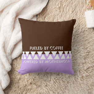 Feminine Striped Typography Coffee Mom Quote Cushion