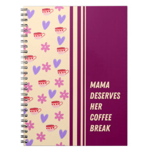 Feminine Stripes Mama Coffee Break Art Notebook