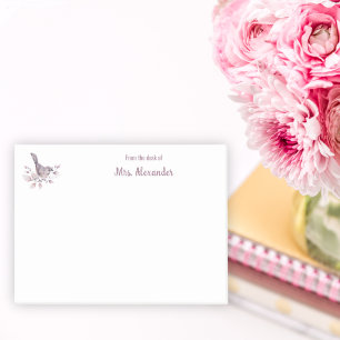 Feminine Stylish Monogram Cute Bird Watercolor Post-it Notes