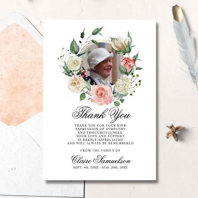 Feminine Sympathy Thank You Watercolor Floral Pink (Creator Uploaded)