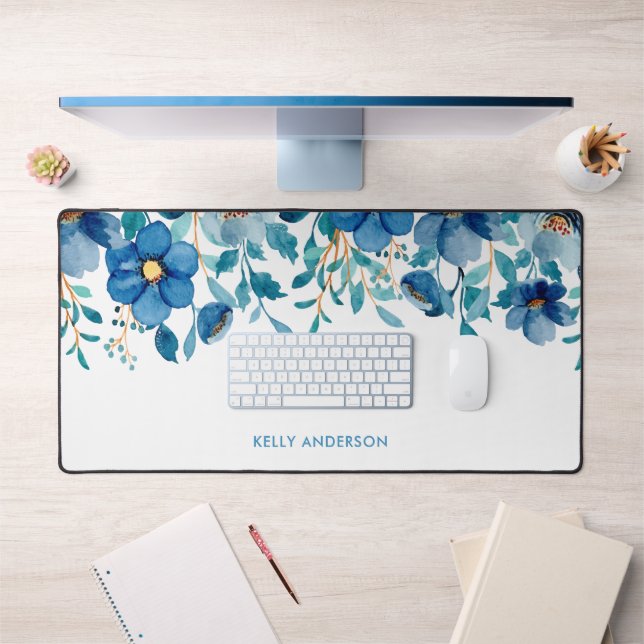 Feminine Trendy Monogrammed Botanical  Desk Mat (Office 1)