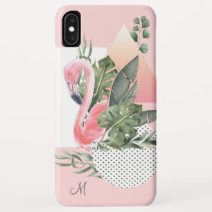 Feminine Tropical Flamingo with Monogram iPhone XS Max Case