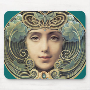 Feminine Vintage Nouveau Beauty Mouse Pad