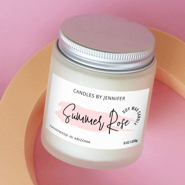 Feminine Watercolor Elegant Pink Candles Tin Rectangular Sticker (Creator Uploaded)