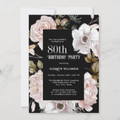 Feminine Watercolor Floral 80th Birthday Party Invitation (Front)