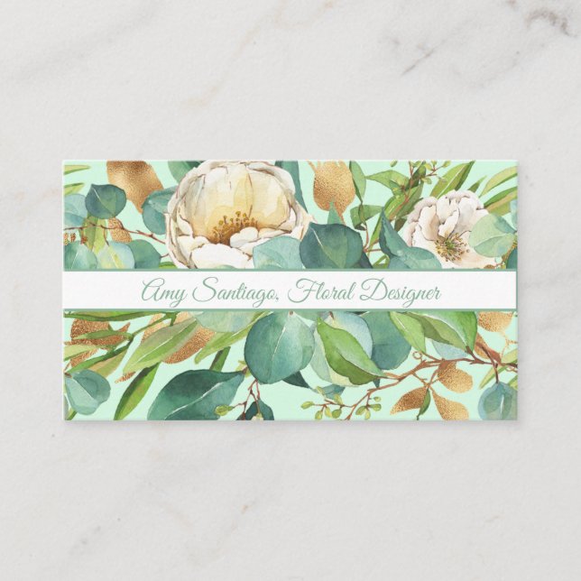 Feminine Watercolor Floral Business Card (Front)