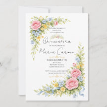 Feminine watercolor Floral Quinceanera tiara