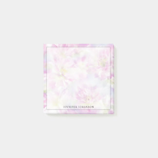 Feminine Watercolor Pink Floral Post-it Notes