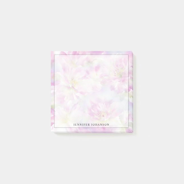 Feminine Watercolor Pink Floral Post-it Notes (Front)