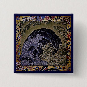 Feminine Wave, Hokusai Japanese Fine Art 15 Cm Square Badge
