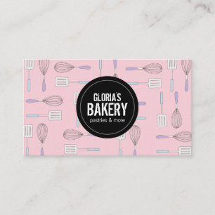 Feminine Whimsical Whisk Spatula Bakery Business Card