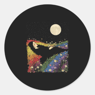 Feminine women's cute floral rainbow colour classic round sticker