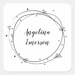 Feminine Wreath Handmade Jewellery Brushed metal Square Sticker