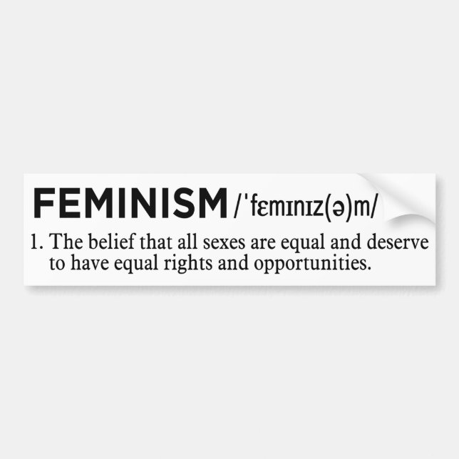 feminism definition white bumper sticker (Front)