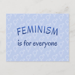 Feminism for everyone blue postcard