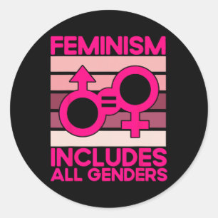 Feminism Includes All Genders Classic Round Sticker