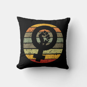 Feminism Symbol Design Retro Vintage, 70s 80s 90s  Cushion