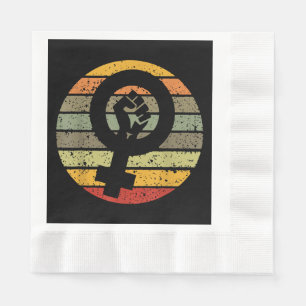 Feminism Symbol Design Retro Vintage 70s 80s 90s F Napkin