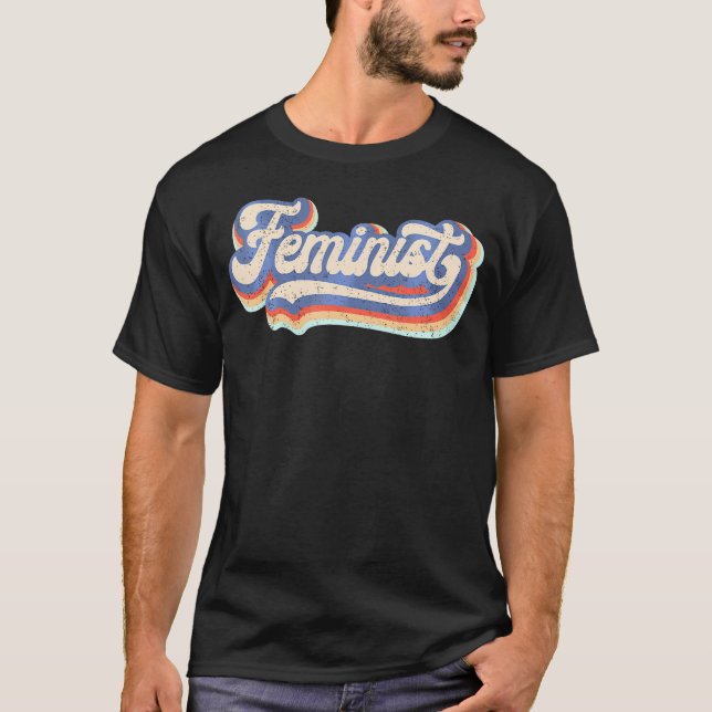 Feminist 70S Rainbow Feminism T-Shirt (Front)