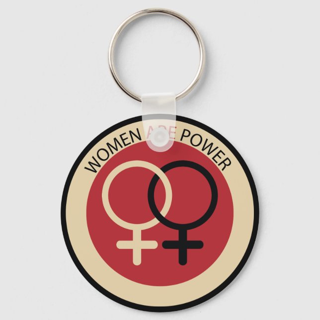 Feminist art "Women are Power" red black Key Ring (Front)