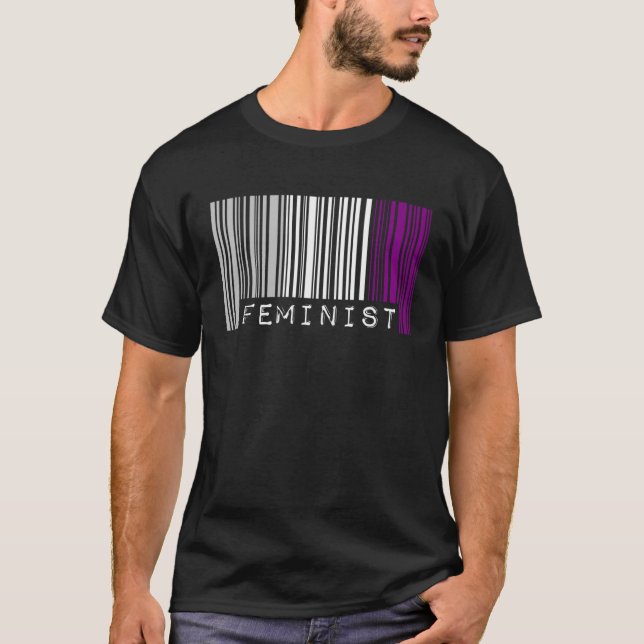 Feminist Asexual Pride Flag Barcode Pro Choice Fem T-Shirt (Front)