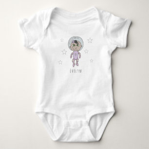 Feminist Baby Girl Astronaut Dream Doodle and Name Bodysuit