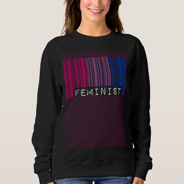 Feminist Bisexual Pride Flag Barcode Pro Choice Fe Sweatshirt (Front)