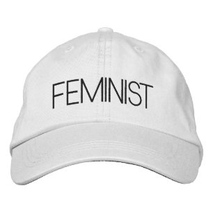 Feminist black white modern embroidered hat