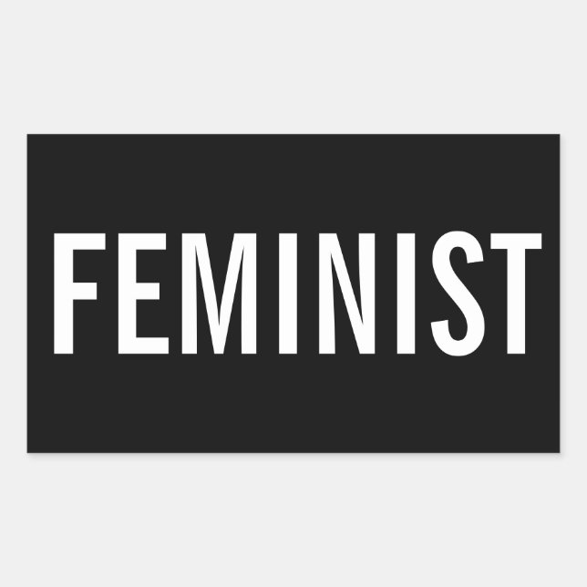 Feminist, bold white letters on black stickers (Front)