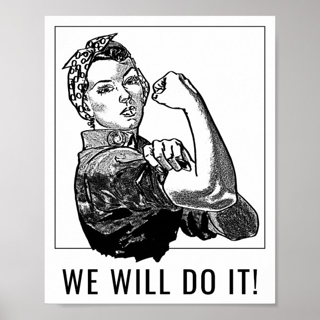 Feminist Can-Do Rosie-The-Riveter Graphic Line Art Poster (Front)