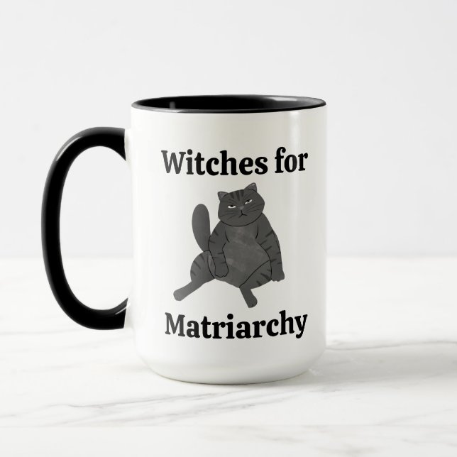 Feminist Cat Mum Astrology Tarot Zodiac Witch Mug (Left)