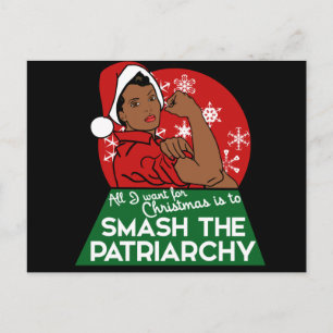 Feminist christmas holiday postcard