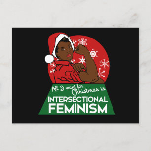 Feminist christmas holiday postcard