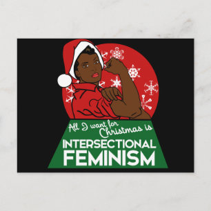 Feminist christmas holiday postcard