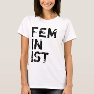 "Feminist" Distressed Black Text T-Shirt