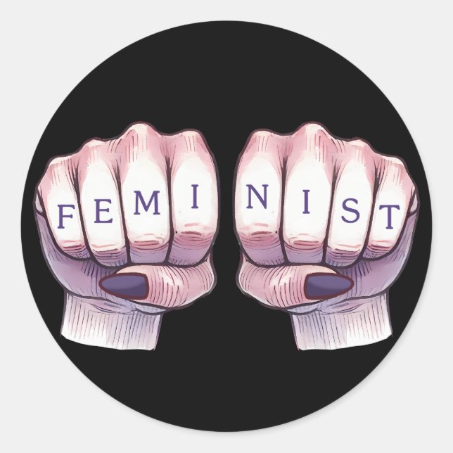 Feminist Fists Classic Round Sticker (Front)